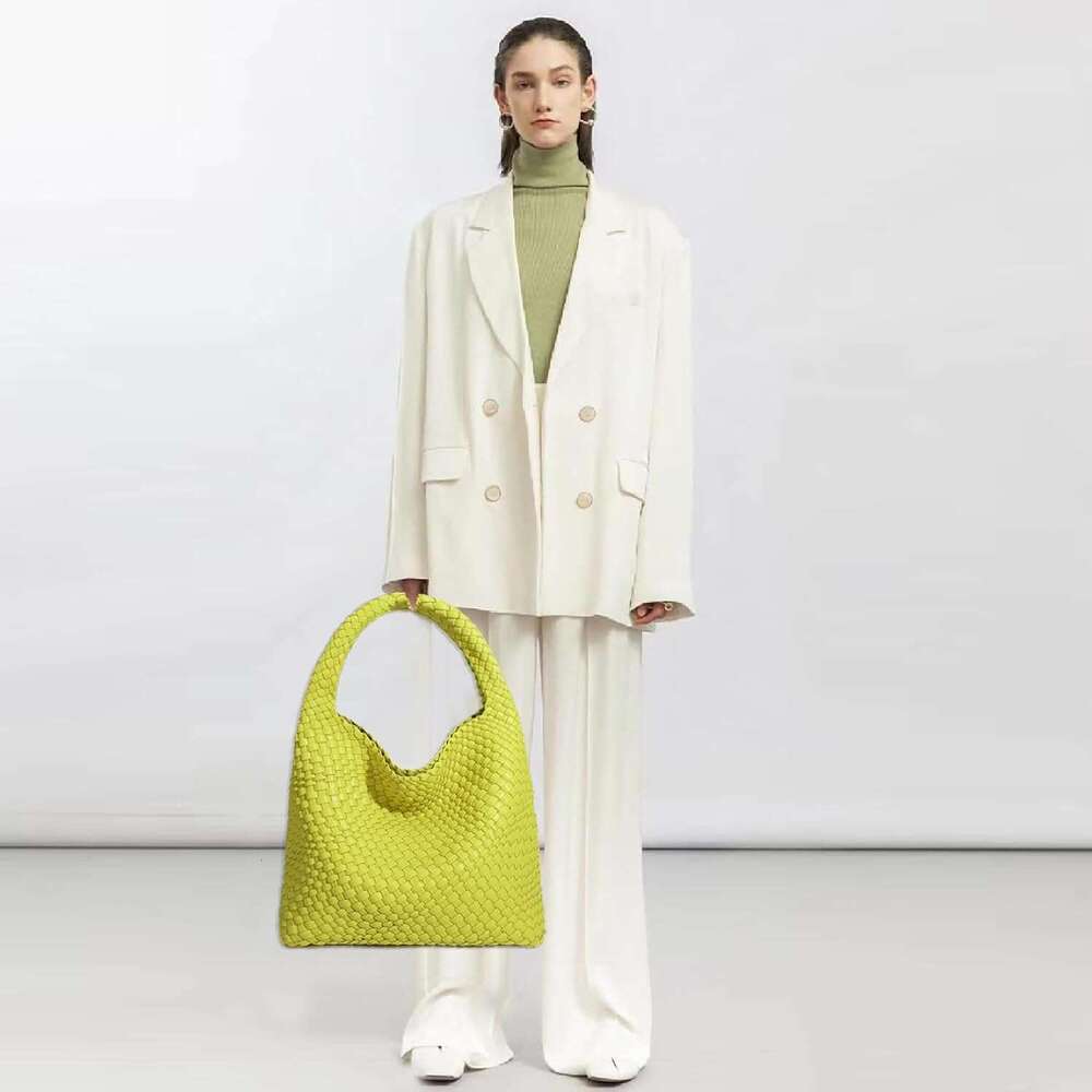 Women Vegan Leather Hand-Woven Tote Handbag Fashion Shoulder Top-handle All-Match Underarm Bag with Purse