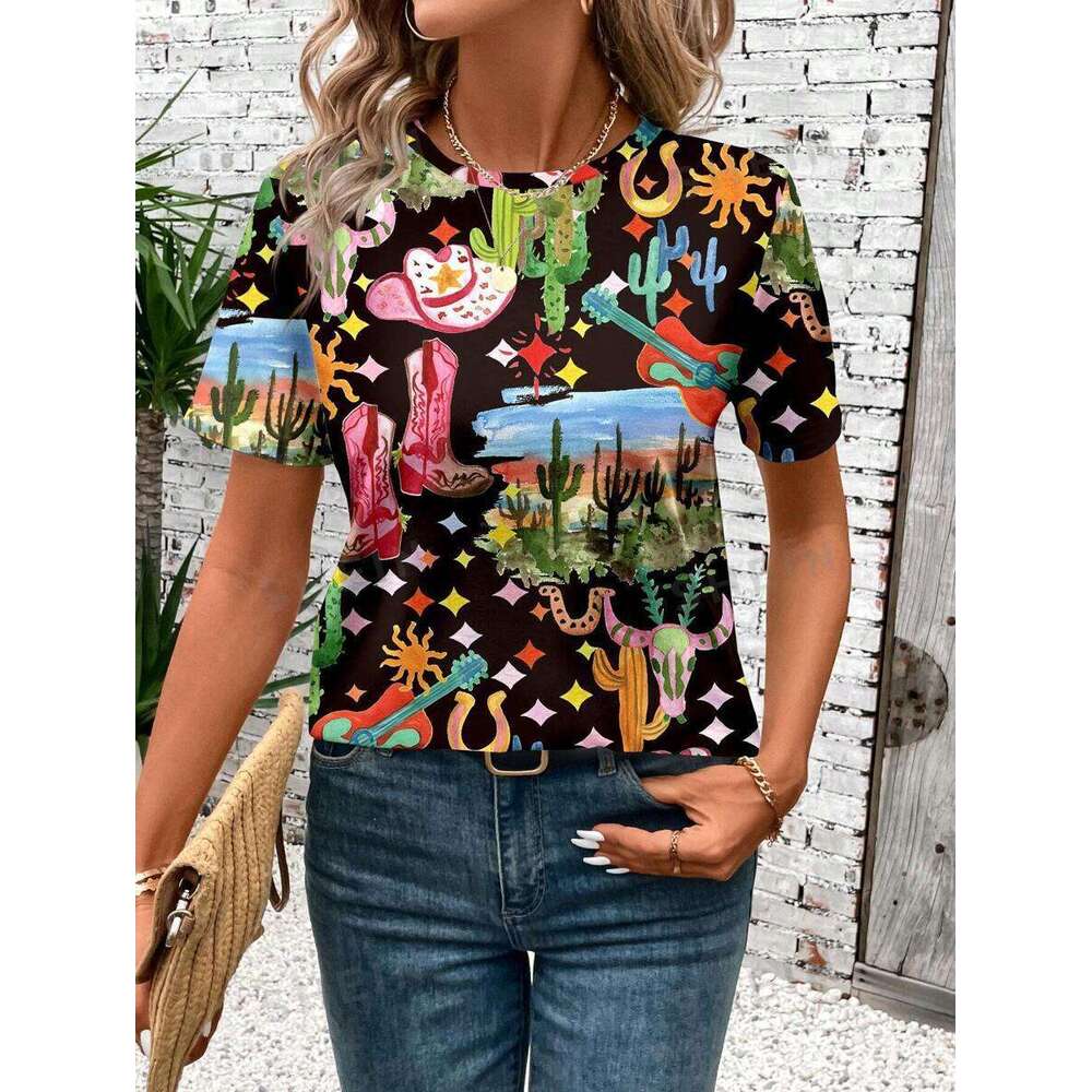 Oversized T Shirt Designer Shorts Designer Shirt Fashionable Halloween Double Series 3D Printed Womens Trendy Shoulder Round Neck Loose Short Sleeved 