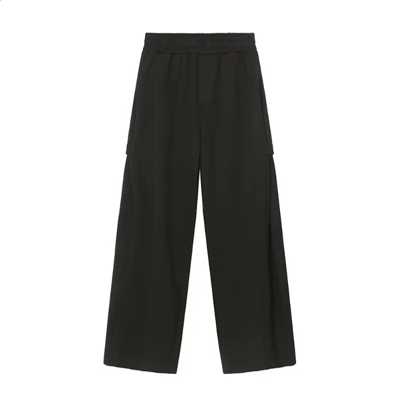 Autumn solid color stand up collar cardigan mens Korean fashion sportswear wide leg pants 250319
