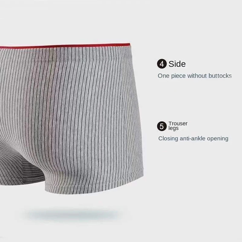 4pcs Boxing Shorts Mens Underwear Sexy Cotton Striped Ushaped Plus Size 2XL6XL 250320