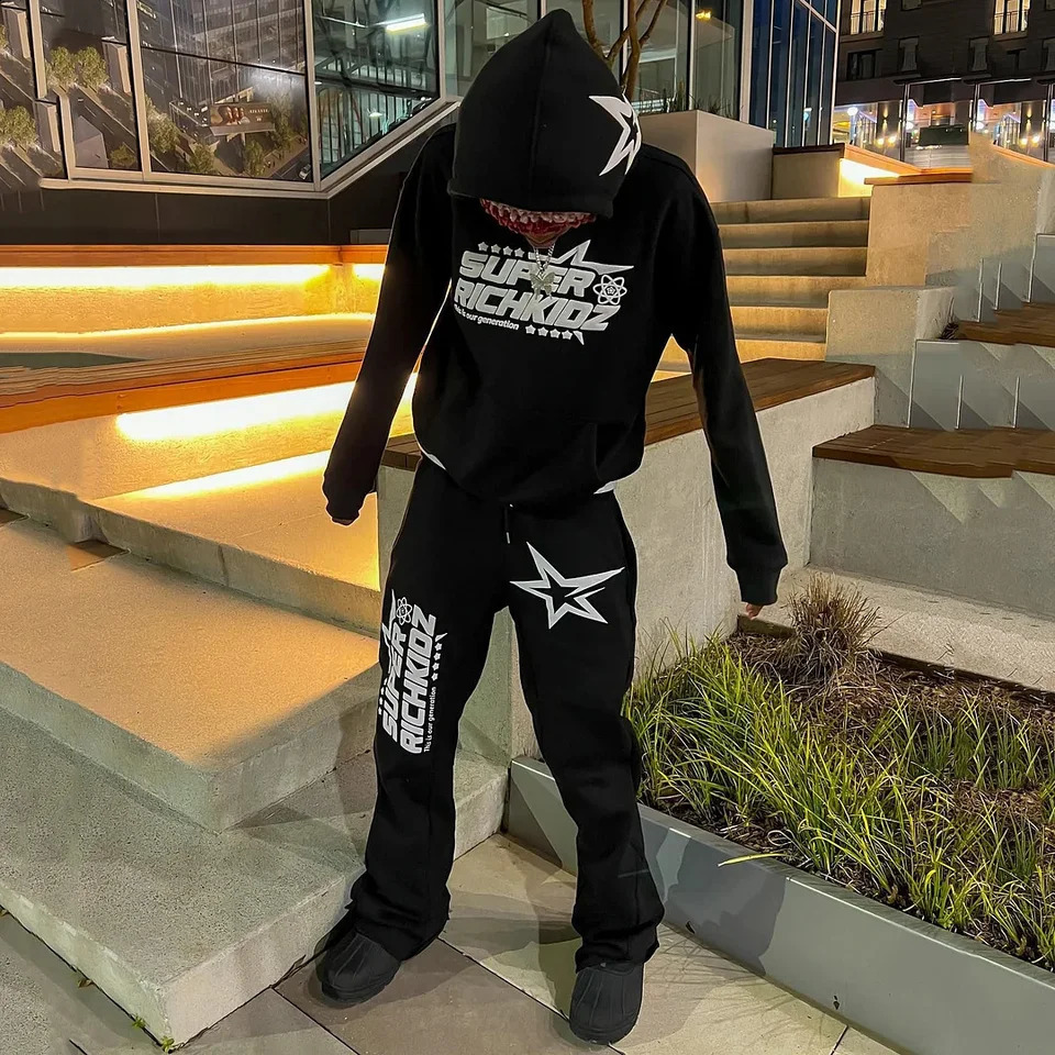 Two Piece Sets Men Women Hip Hop Sweatpants Casual Pants 3D Printing Pullovers Loose Hoodie Sweatshirt Streetwear 250319