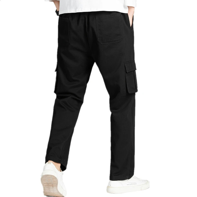 Casual pants mens fashionable loose straight wide leg streetwear hiphop pocket cargo Trousers 250319