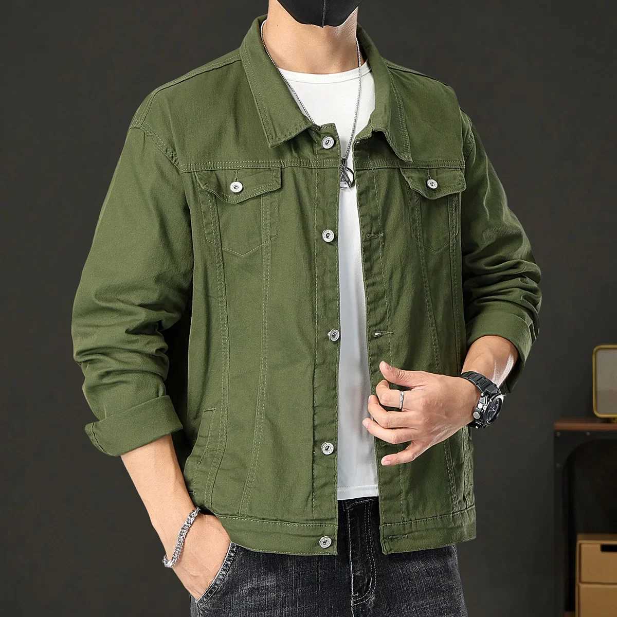 New Mens Denim Jacket Slim Fit Fashion Jeans Jackets Pocket Jacket Coat Men Male Spring Autumn Classic Yellow White Coat W250320