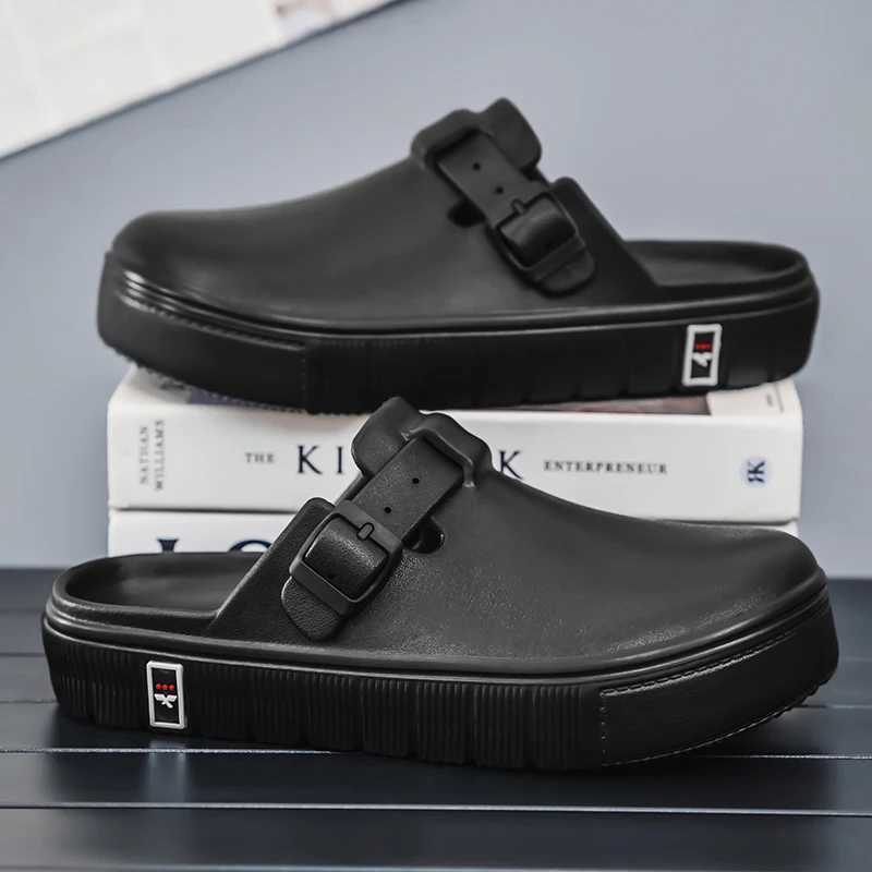 Summer Shoes for Men Lightweight EVA Sandals Closed-toe Fi Slippers for Men Solid Color Buckle-trap Garden Shoes s Mens Y250320