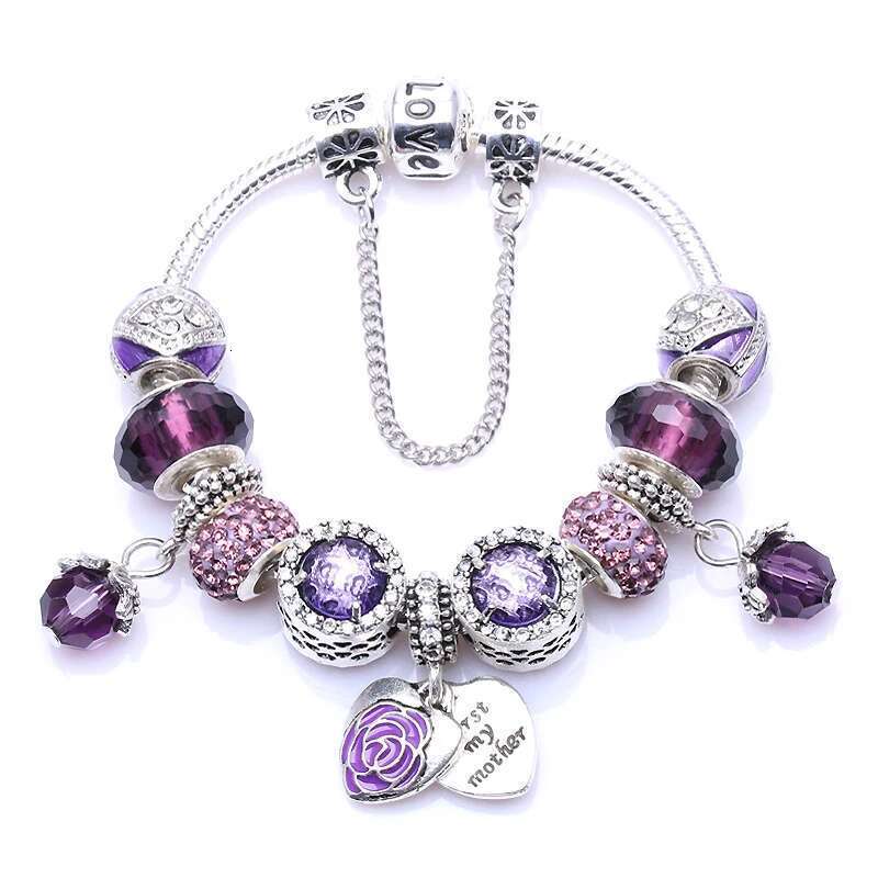 2024 Sweet Mother Pendant Crystal Beads Charm Bracelets Fits Brand Bracelets Bangles for Women Lover DIY Christmas Jewelry Gift