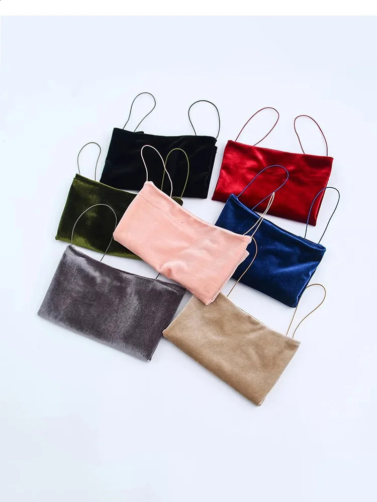 Fashion Sexy Spaghetti Straps Tank Top Velvet Short Crop 7 Colors Boob Tube Bustier Brief Vest Tshirts Tee 250319