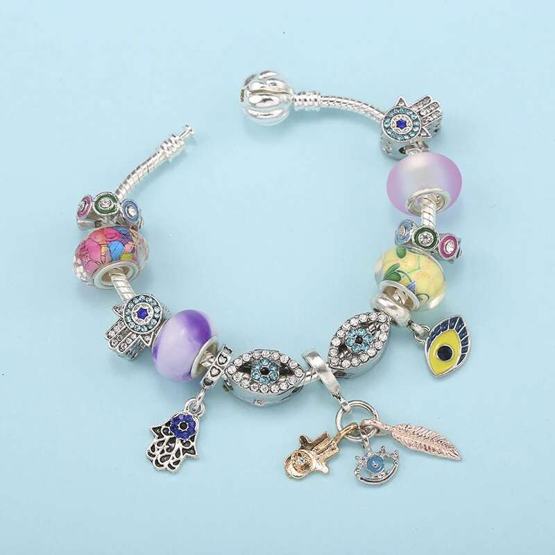 New Trendy Crystal Eyes Beads Charm Bracelets With Silver Color Brand Bracelet For Women Men Bijoux Pulseras Jewelry Gift