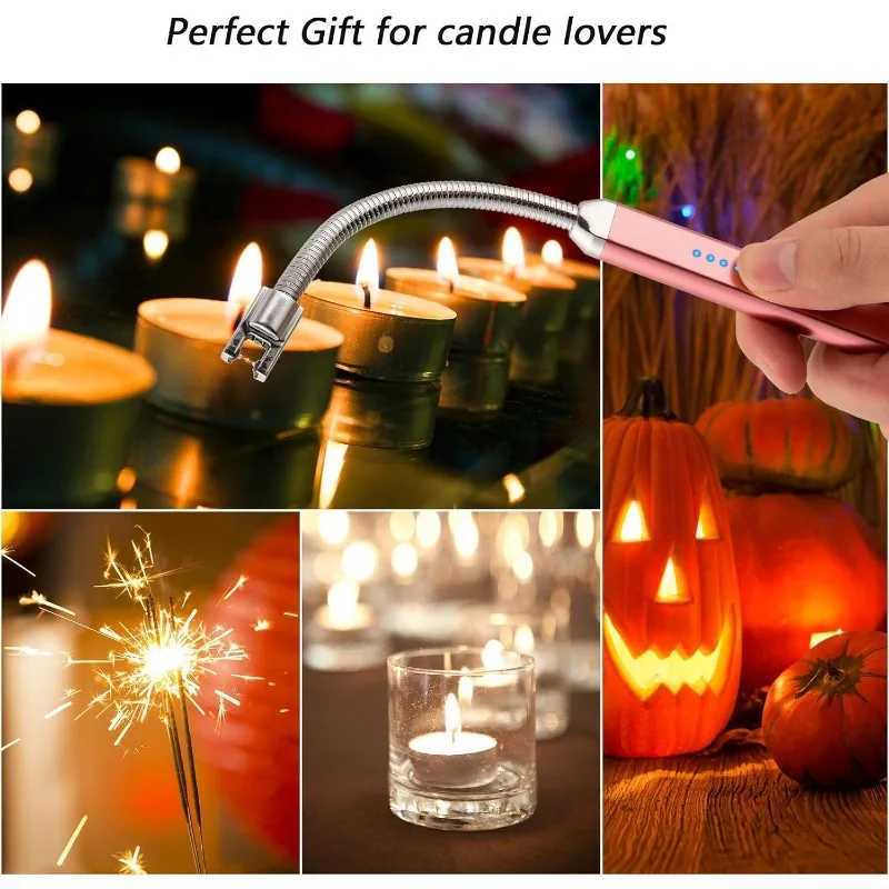 Electric Candle Lighter - Mens Valentines Day gift USB Arc charging windproof long lighter candle birthday gift menC250319