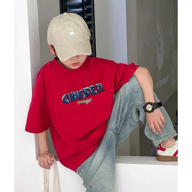 2024 Summer Childrens Clothing Street Clothing Fashion Cartoon Printed T-shirt 100% Cotton Top T-shirt Childrens Short Sleeve Boys and Girls ClothingT
