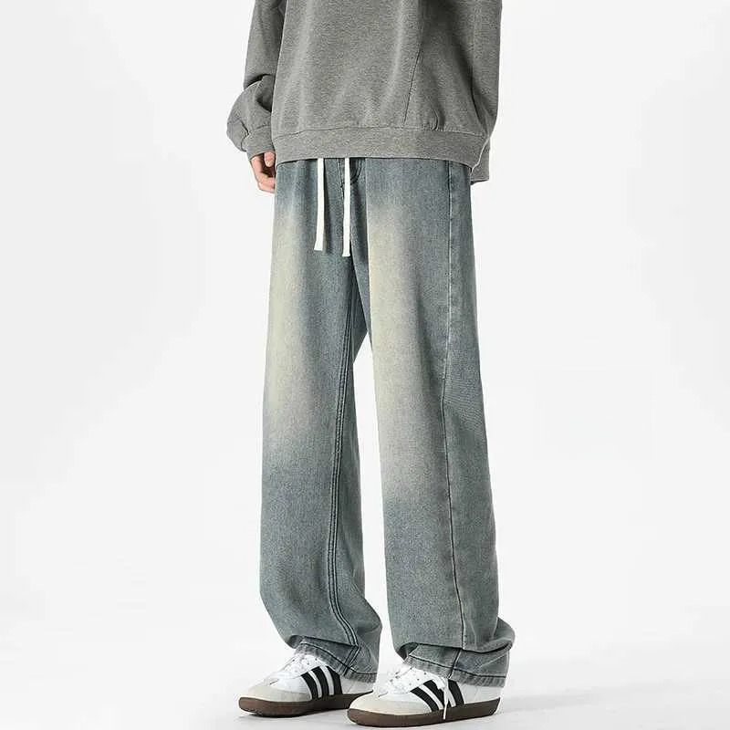 2025S Fashion Designer Baggy High Brand New Rock Pants Man Wide Leg Jeans Korean Popular Clothes American Vintage Streetwear Mens Z