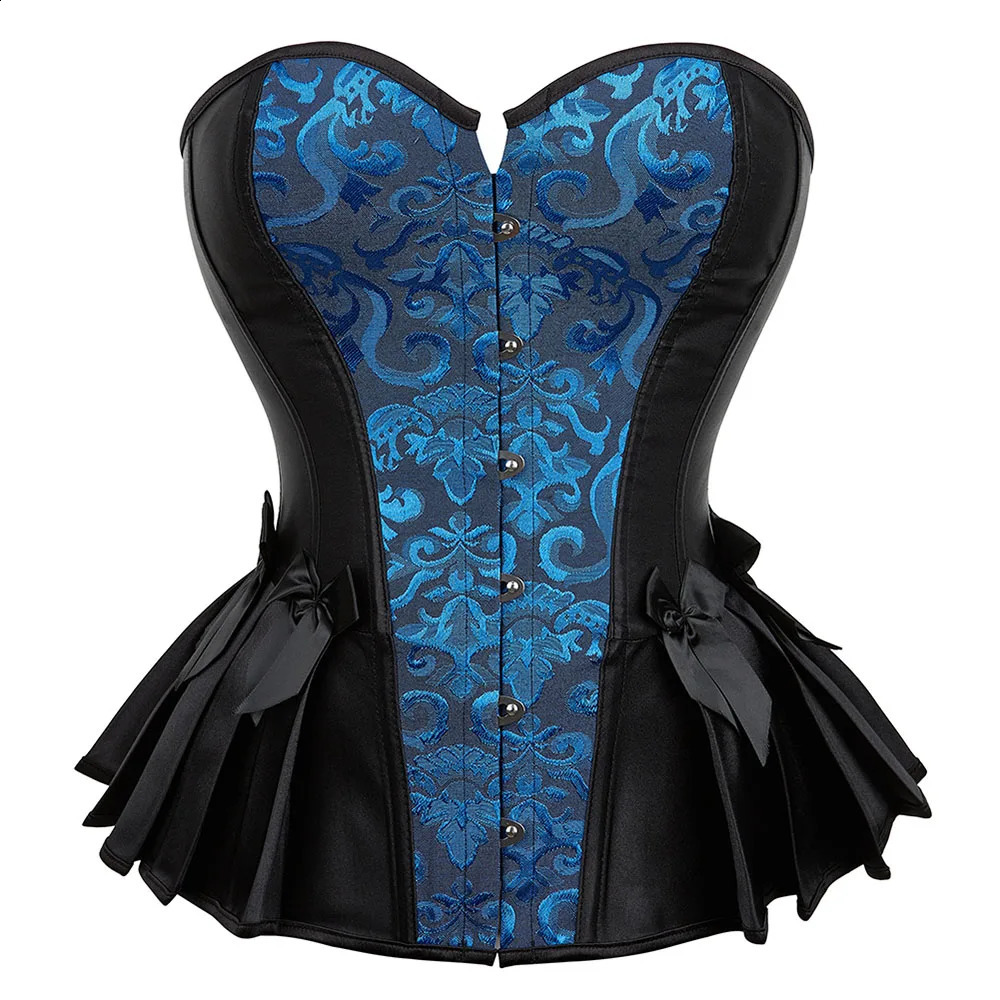 Overbust Corset Top Women Bustier Elegant Jacquard Lingerie Plus Size Burlesque Vintage Floral Lace Up Fashion Corselet Costume 250319