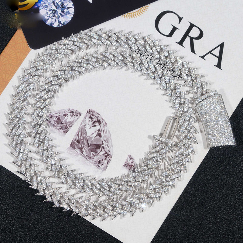 Hiphop 10mm Iced Out Moissanite Cuban Chain Necklace Men Jewelry 925 Sterling Silver Bracelet Pass Diamond Tester Wholesale Gift