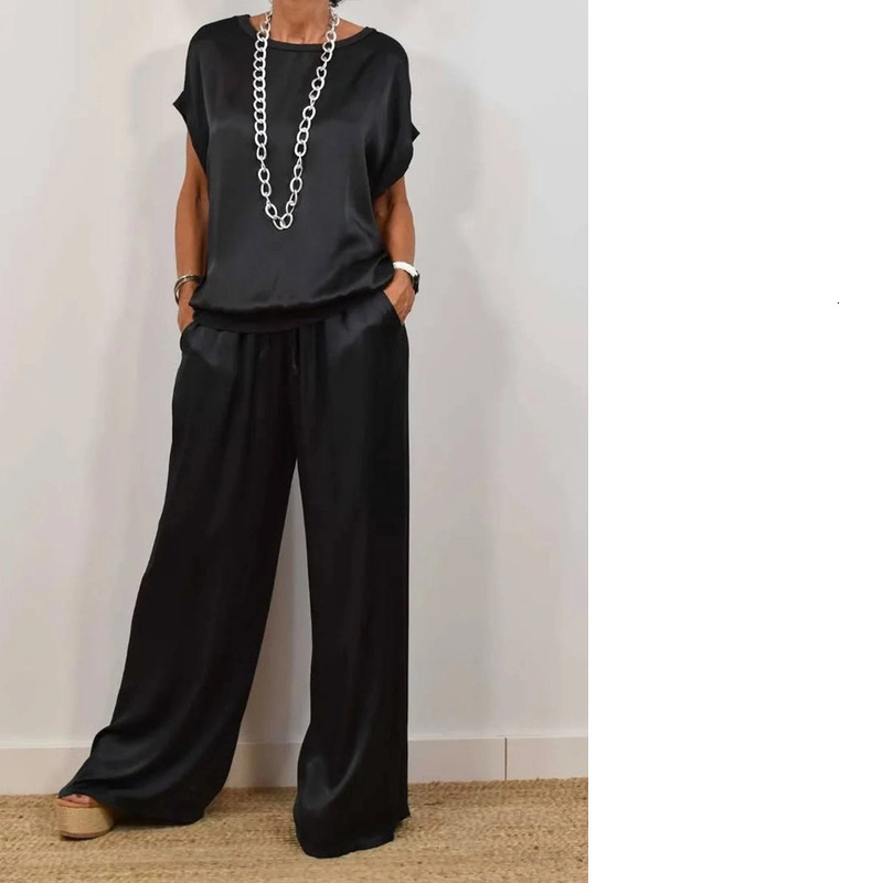 2025 Spring/Summer New Women's Loose Shirt, Wide Leg Pants, Casual Set