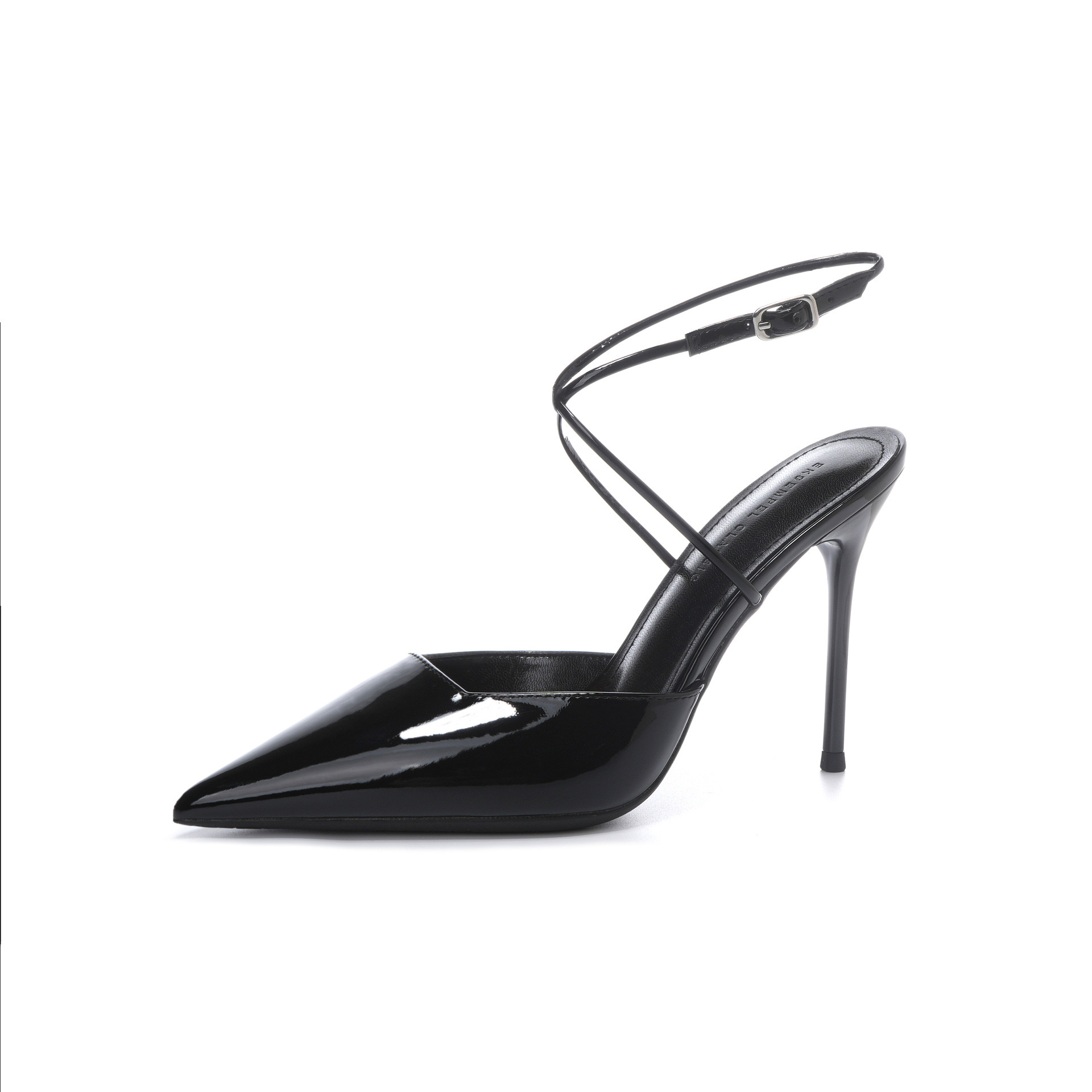 Dress Shoes Moraima Snc Nude Patent Leather High Heel Sexy Pointed Toe Ankle Strap Stiletto Pump Black White Red 230823
