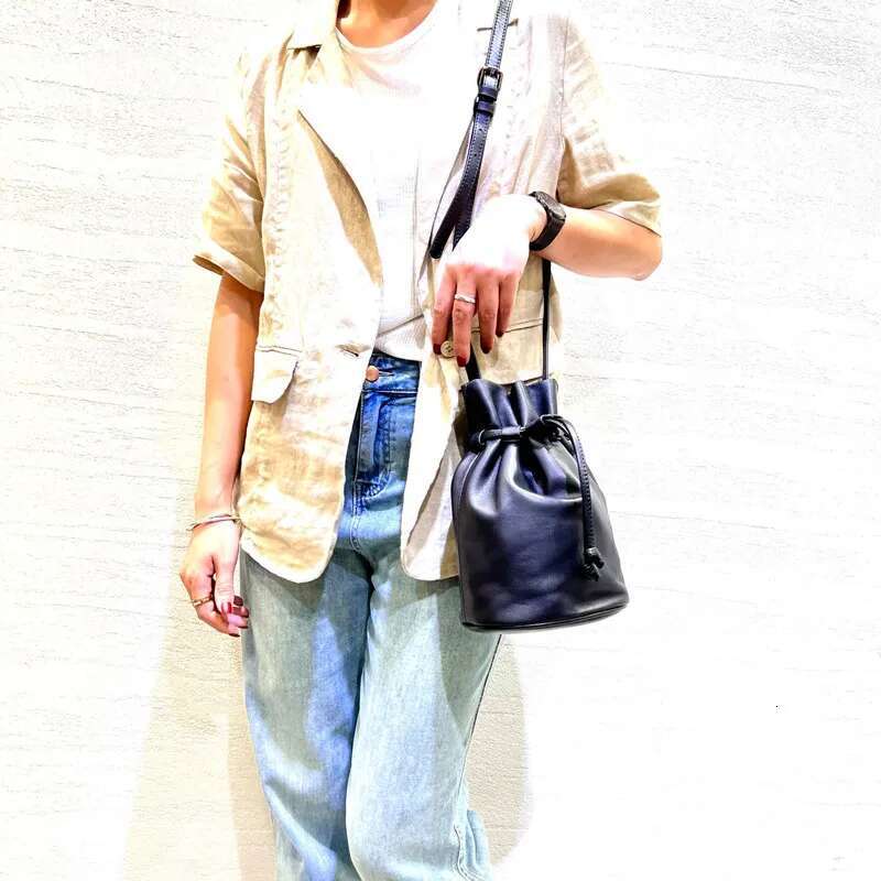 Summer Mini Bucket Crossbody Bags For Women Soft Genuine Leather Handbag Multifunction Shoulder Messenger Daily Cell Phone Pouch