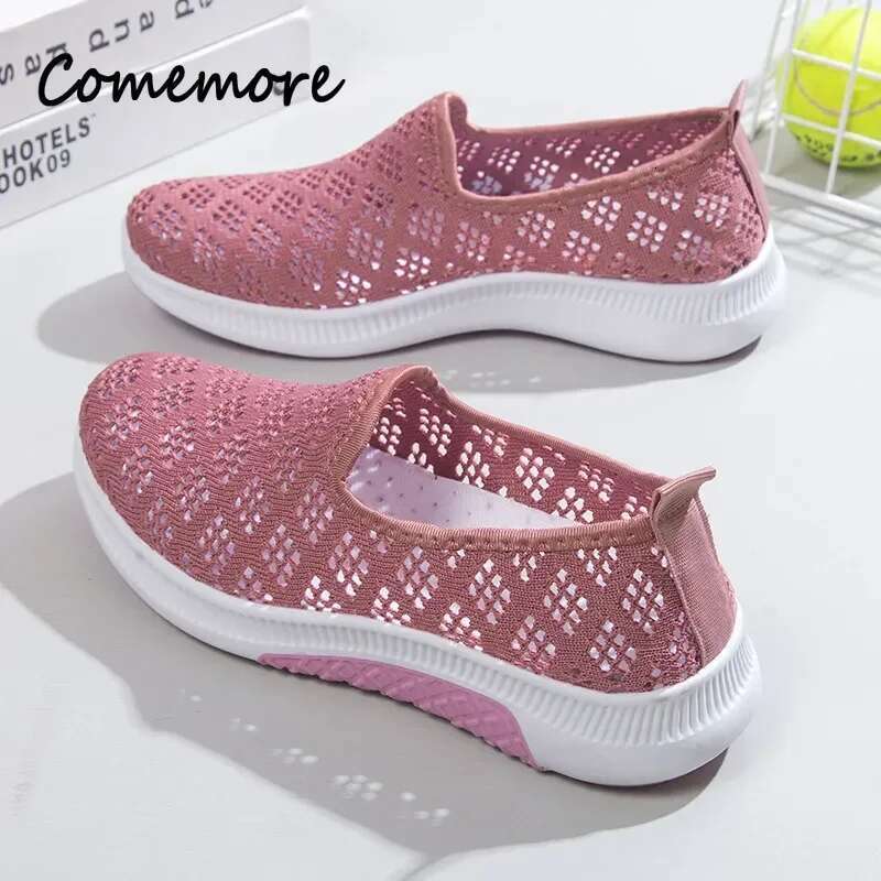 NEW Summer Korean Mesh Comfortable Women Shoes Breathable Hollow Sports Walking Sneakers Casual Flat Ladies