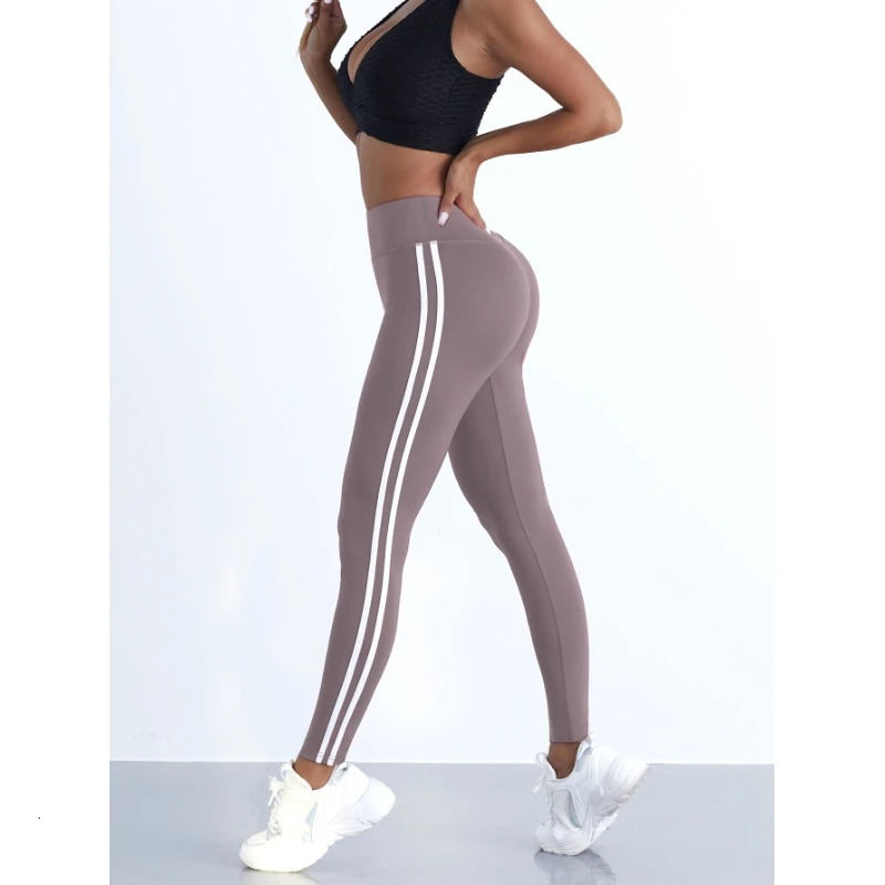 Yoga Legging Striped Slim Sports Pants High Waist Hip Lifting Casul Tights Workout Running Stretchy Gym Leggings 250320