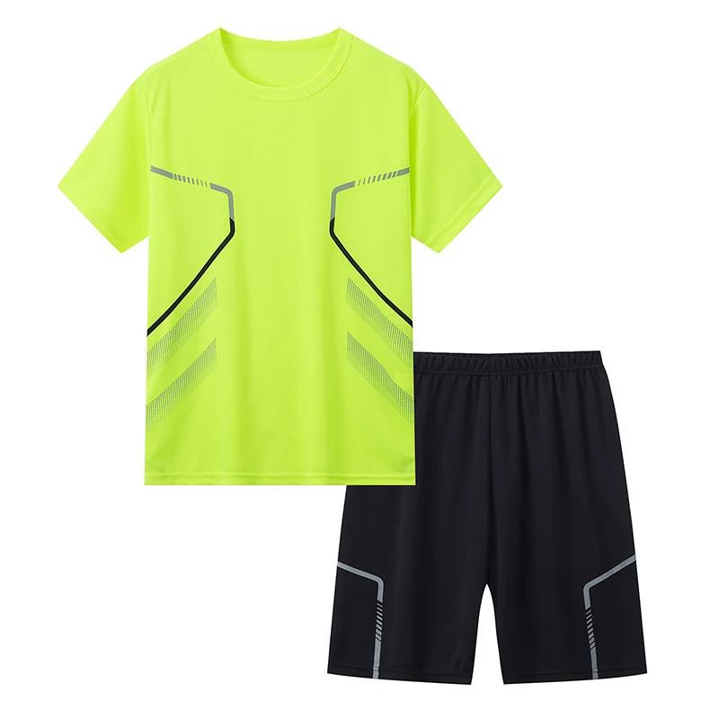 2-Piece Sports Quick-drying Youth Suit Fitness Basketball Football Running Training Mens Quick-drying T-shirt Stretch Shorts 250320