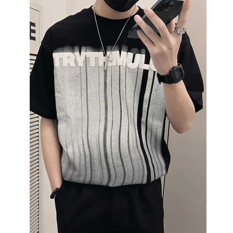 Mens Summer New O-neck Printing Loose T Shirts Short Sleeve All-match Youth Street Casual Tops Fashion Vintage Mens ClothingT250319