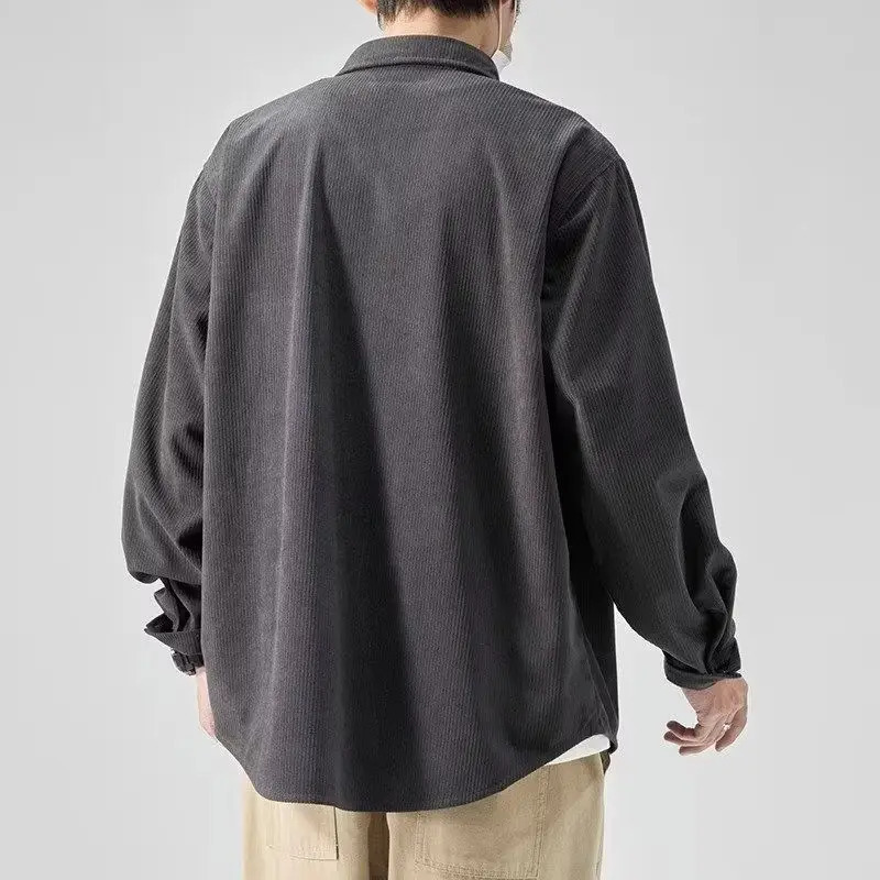 Fashionable and comfortable mens loose casual shirt thick long sleeved Corduroy Versatile Top 250317