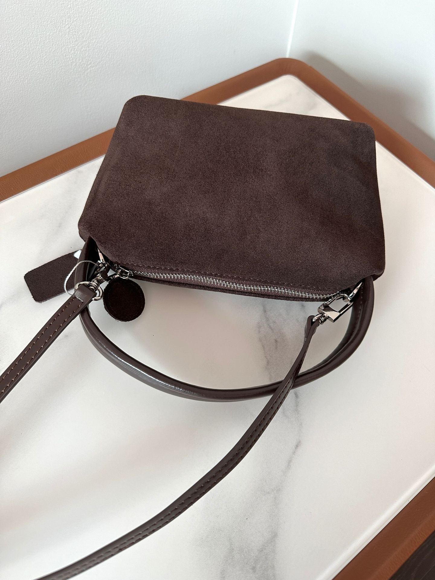New Autumn And Winter Frosted Cowhide Hand-Held Crossbody With A High-End Feel, Same As The Fashionable Small Square Bag For Women