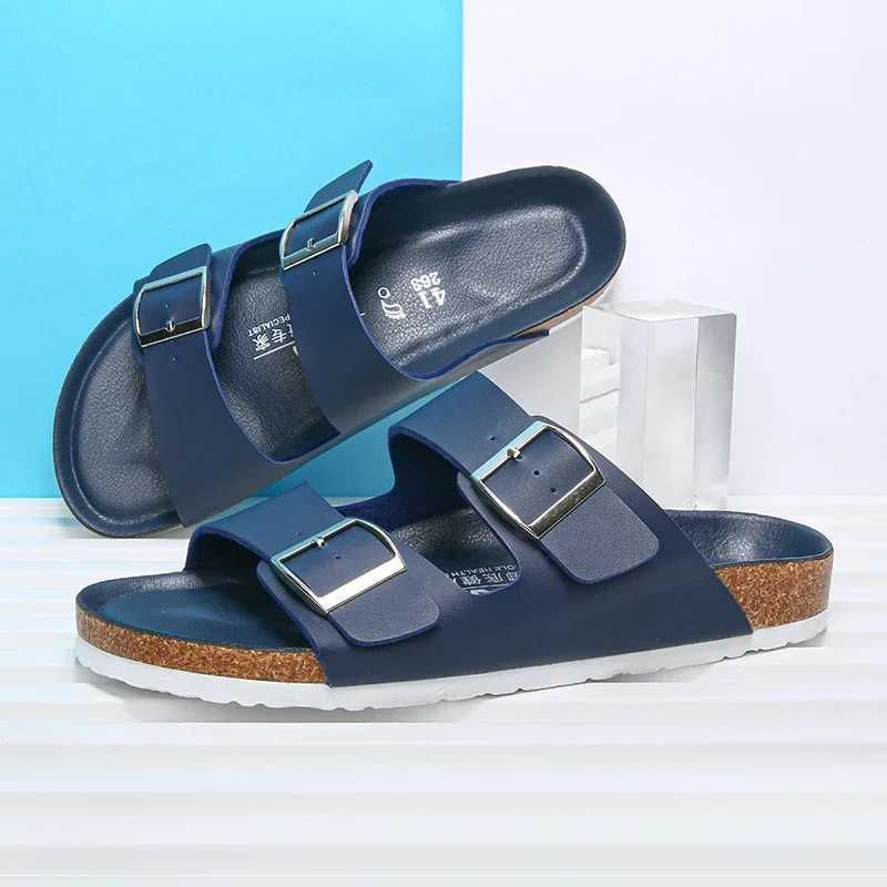 New Summer Cork Sandals Mens Plush Artificial Suede My Slide Brown Classic Buckle Cork Slide Y250320