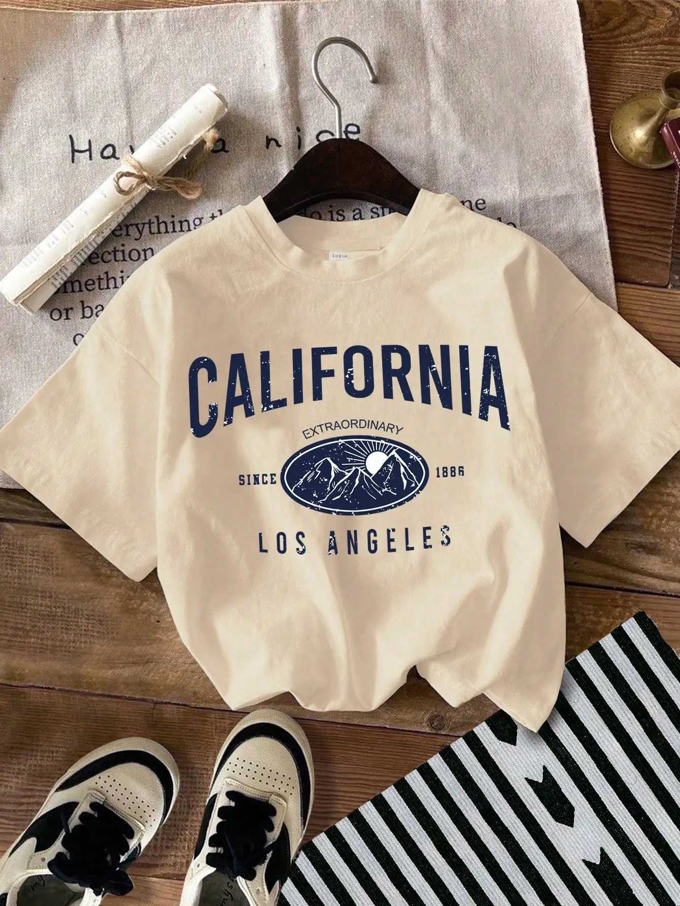 Tween Girl Casual Minimalist Letter Print Short Sleeve T-Shirt Suitable For SummerT250320