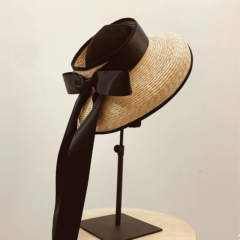 Elegant UPF50 Floppy sun hats for women Wide Brim Braid Straw Cap Summer Beach Hat with Long Ribbon Bow TravelDerby Sun Hat Cap 250320