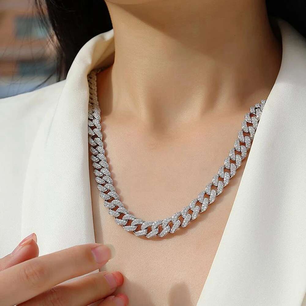 Wong Rain Test Sier VVS1 3EX D Color Real Moissanite Dia Gemstone Sparkg 10mm Cuban Necklace Jewelry Gra