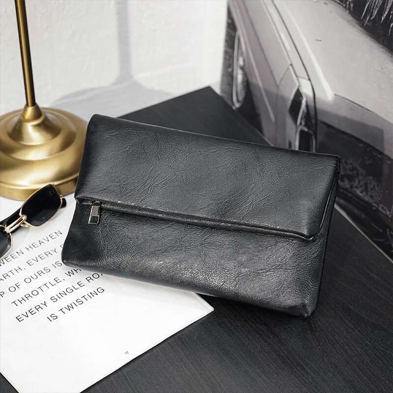 Simple Fashion Men's Business Folding For Men Hand Bag Soft PU Leather Clutch Male Handbag Purse Wallet