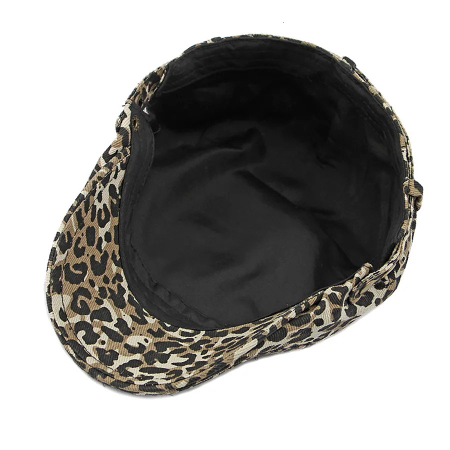 Fashion YK2 Style sboy Caps Retro Leopard Print Flat Peaked Cap Women Painter Beret Hats 250320