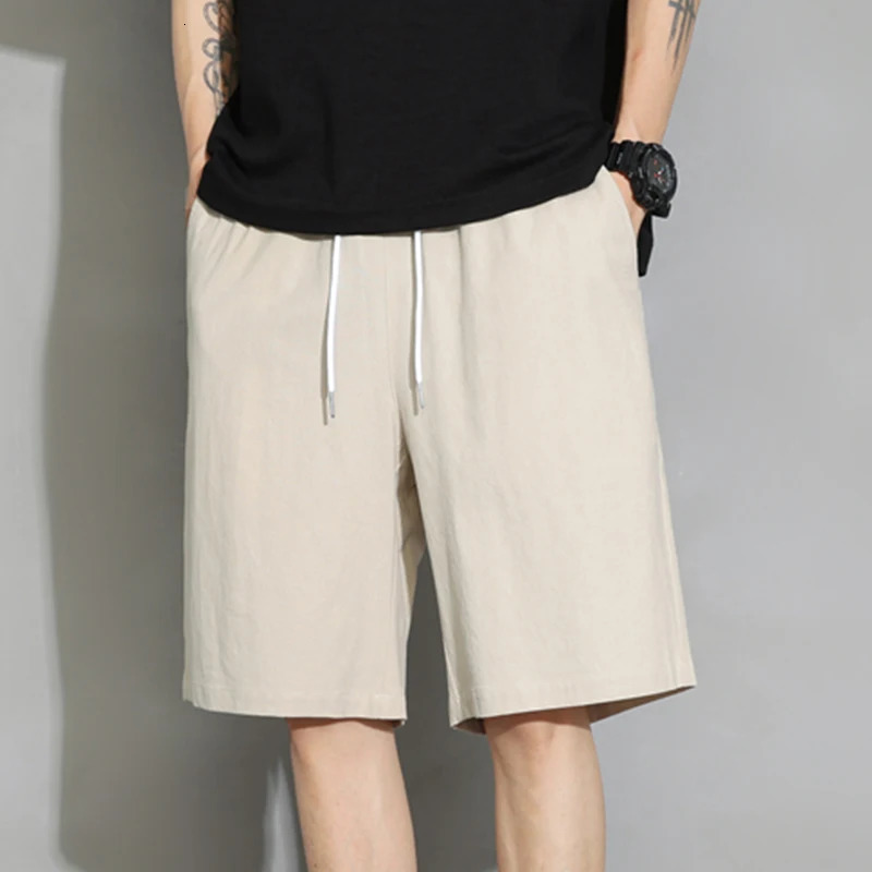 Summer Mens Cotton Trousers Linen Solid Color Basic Short Pants Men Summer Sport Lightweight Gym Pants 250320