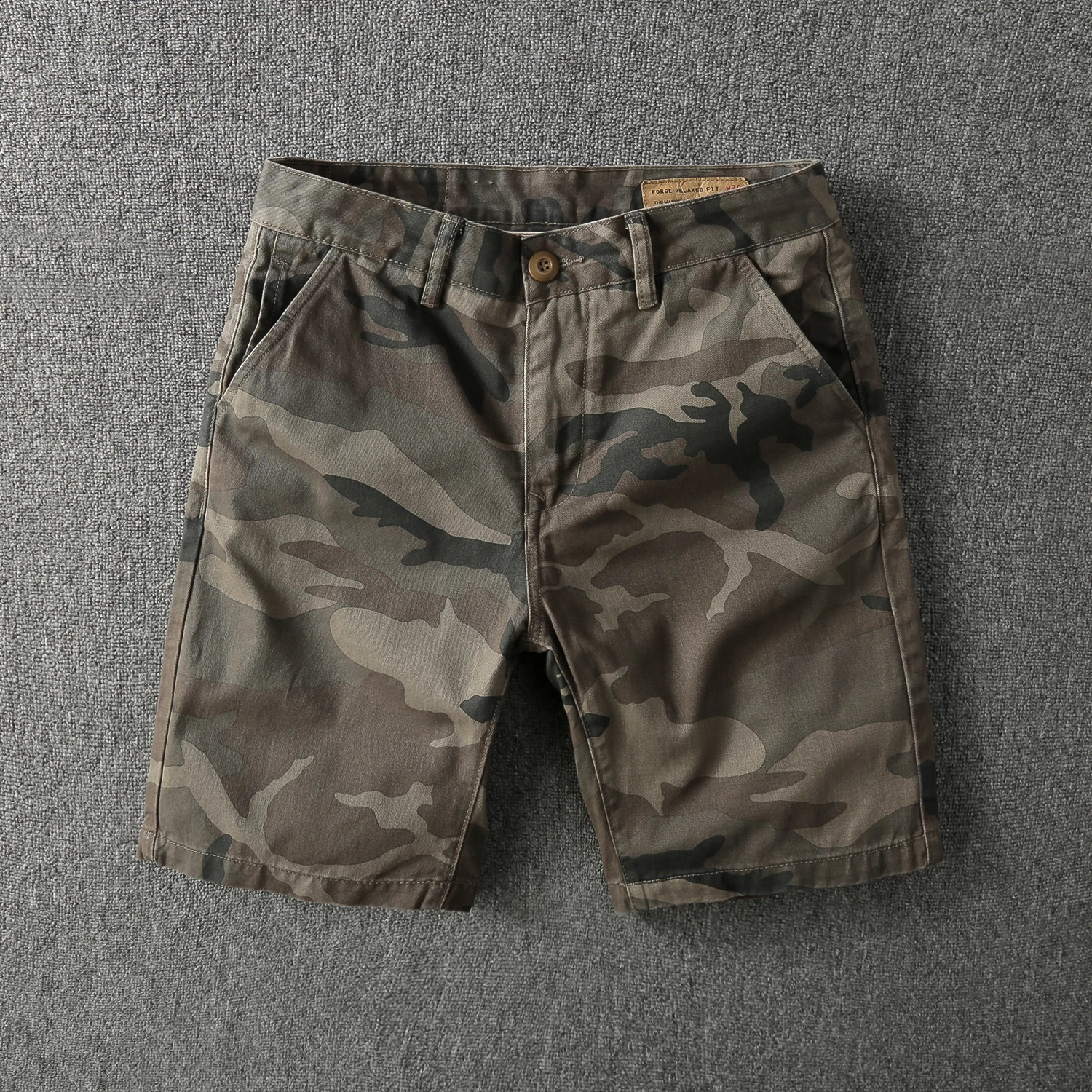 Summer American retro diagonal heavyduty camouflage cargo shorts mens pure cotton loose casual five point pants 250319