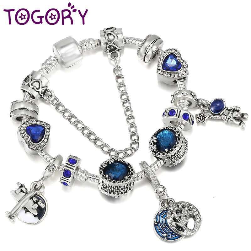New High Quality Star Series Shape Bracelet Silver Color Airplane Astronaut Beaded Bracelets For Women Men Jewelry Dropshipping