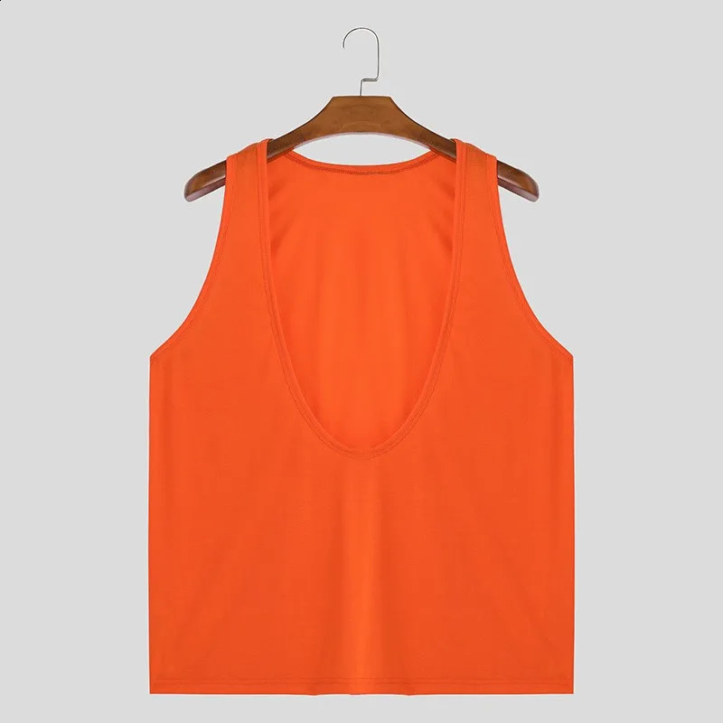 Mens tight fitting gym deep Vneck vest casual fashion sleeveless sportswear fashionable slim patch fitness S2XL 250319