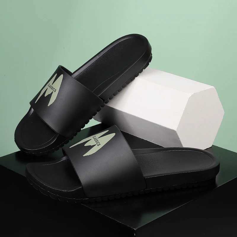 Mens slippers indoor and outdoor street beach style text couple style Plus size 46 47 48 49 N-Slip soft light summer Fi Y250320