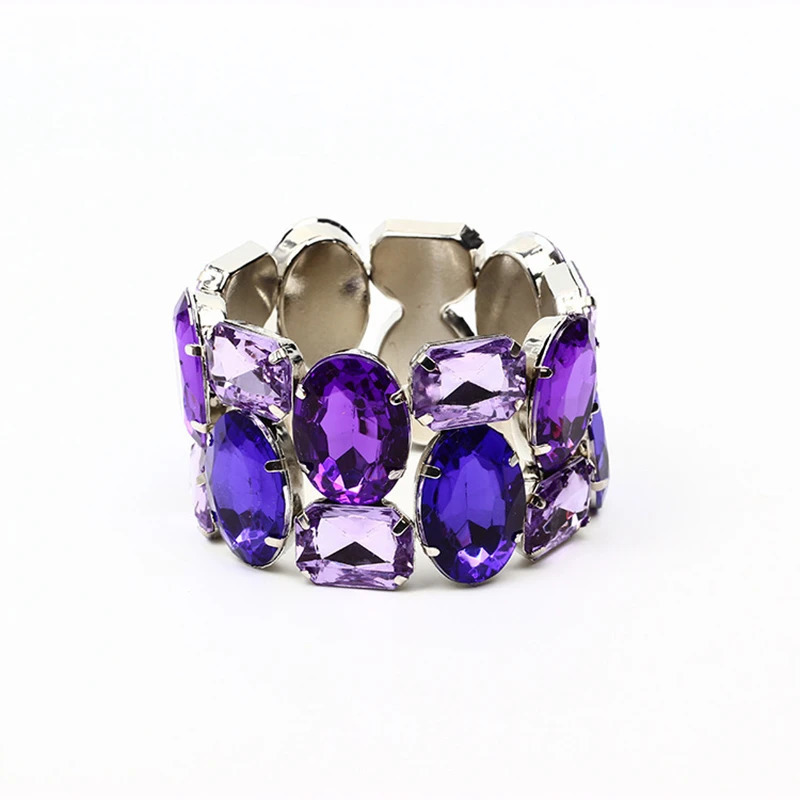 Fashion Exquisite Wide Elastic Color Rhinestone Bridal Bracelet 250320