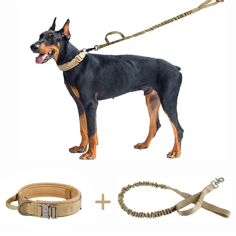 Medium And Large Breed Tactical Dog Collar And Leash Set Suitable For All Breeds Adjustable And Durable. 250320