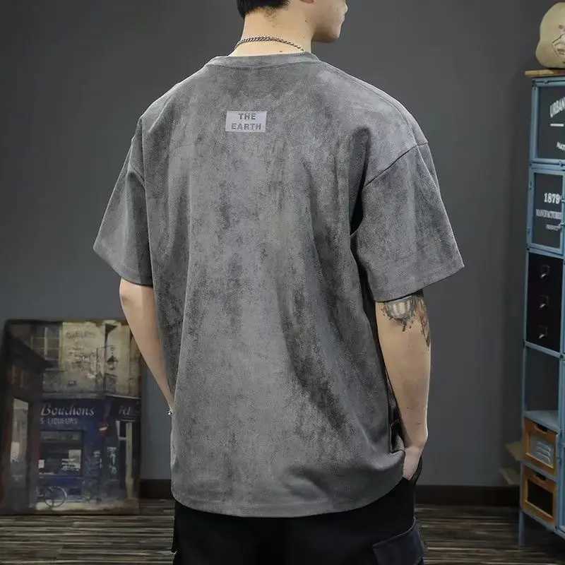 Retro European and American short sleeved round neck mens loose fashion trend 2023 summer new Hong Kong Breeze T-shirtT250319