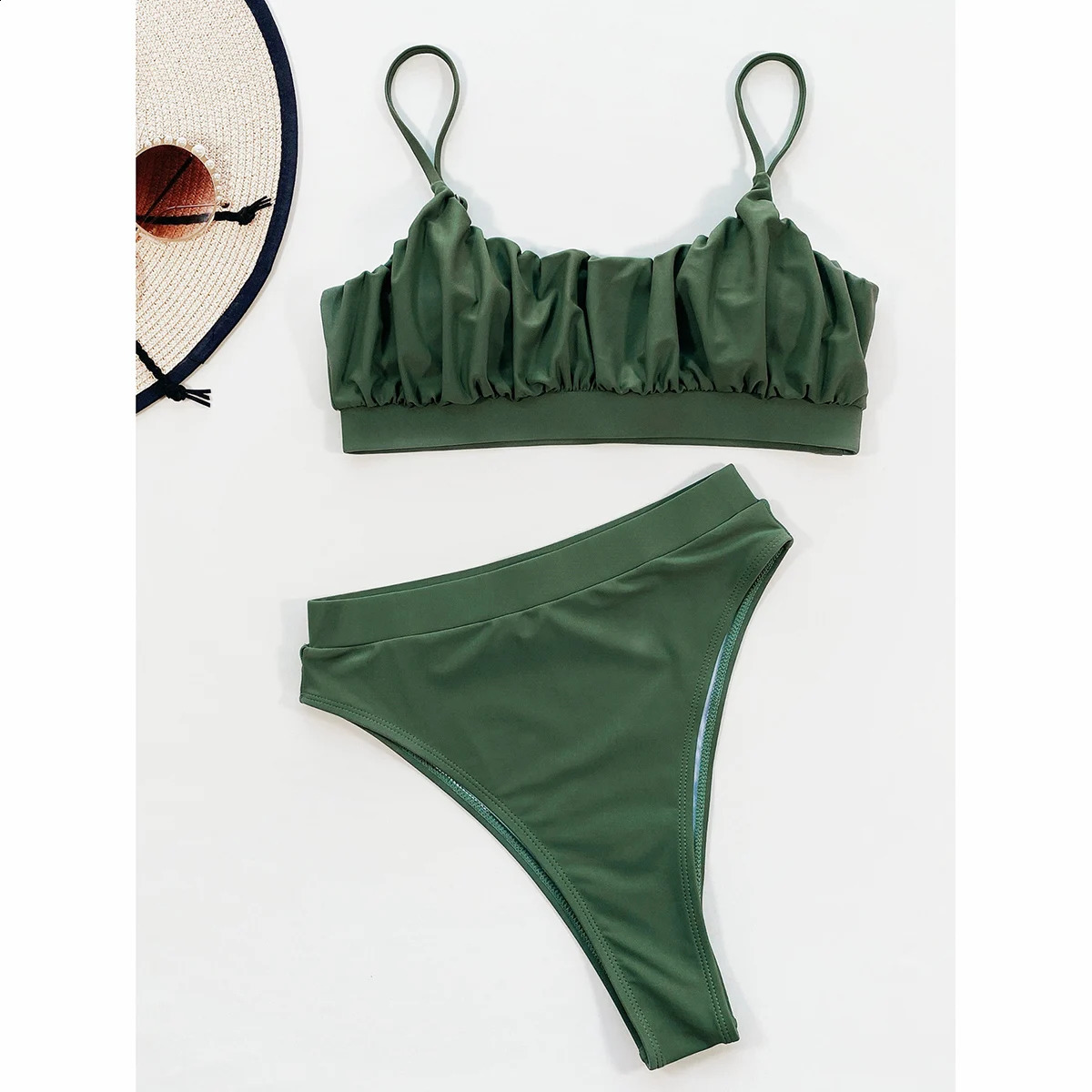 Women Swimsuit Female Swimwear 2024 Bikini High Waisted Set Push Up Bathing Suit Ruffle Swimming Beachwear 250319