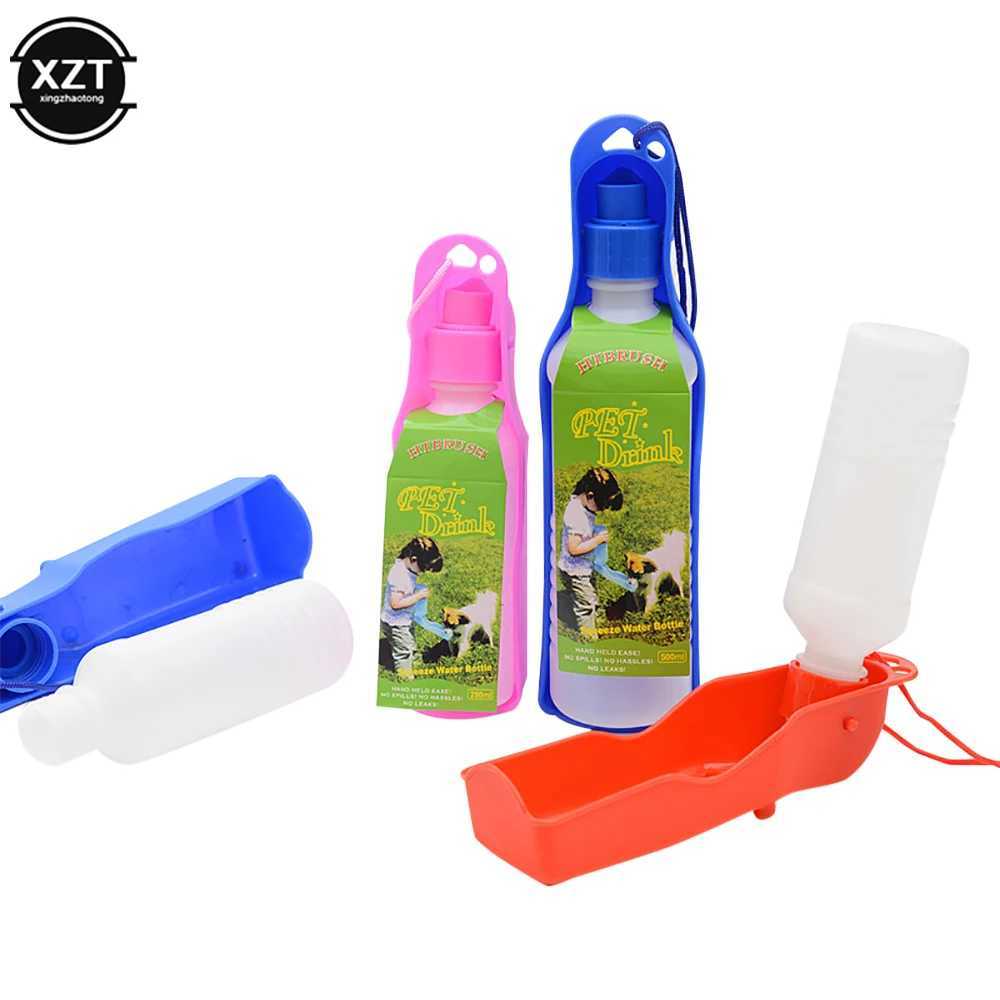 Pet dog water bottle plastic portable outdoor travel drink bowl foldable outdoor automatic water kettle Y250319