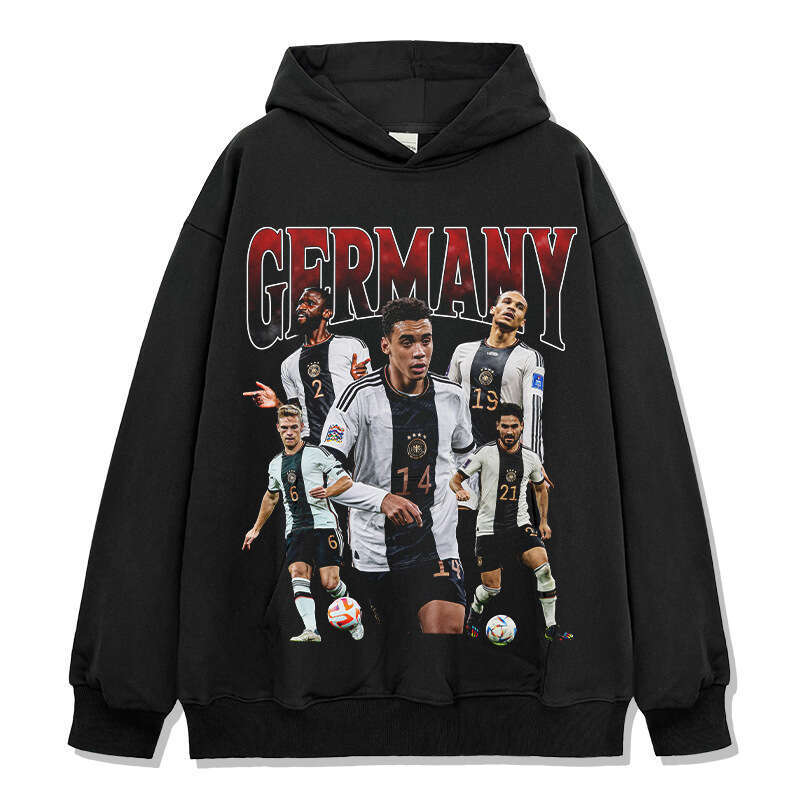 Football American German Team Printed Short Sleeved T-Shirt, Pure Cotton Round Neck Hooded Sweatshirt