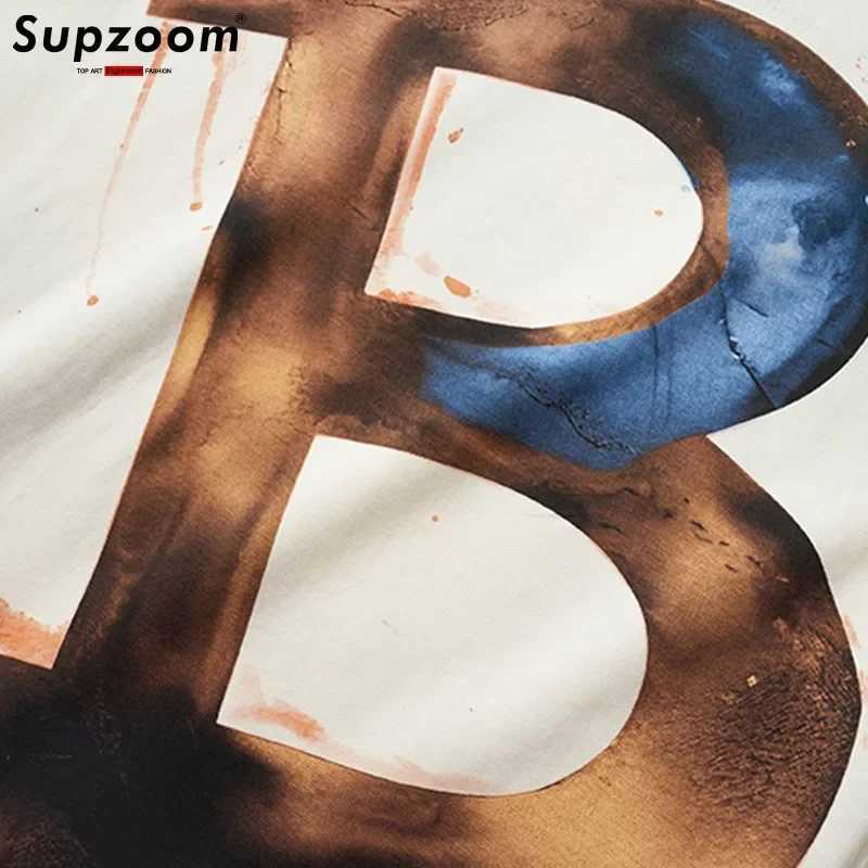 Supzoom New Arrives Summer High Street Splash Ink Printed Neutral O-Neck Casual Cotton Loose Mens T-shirtT250319
