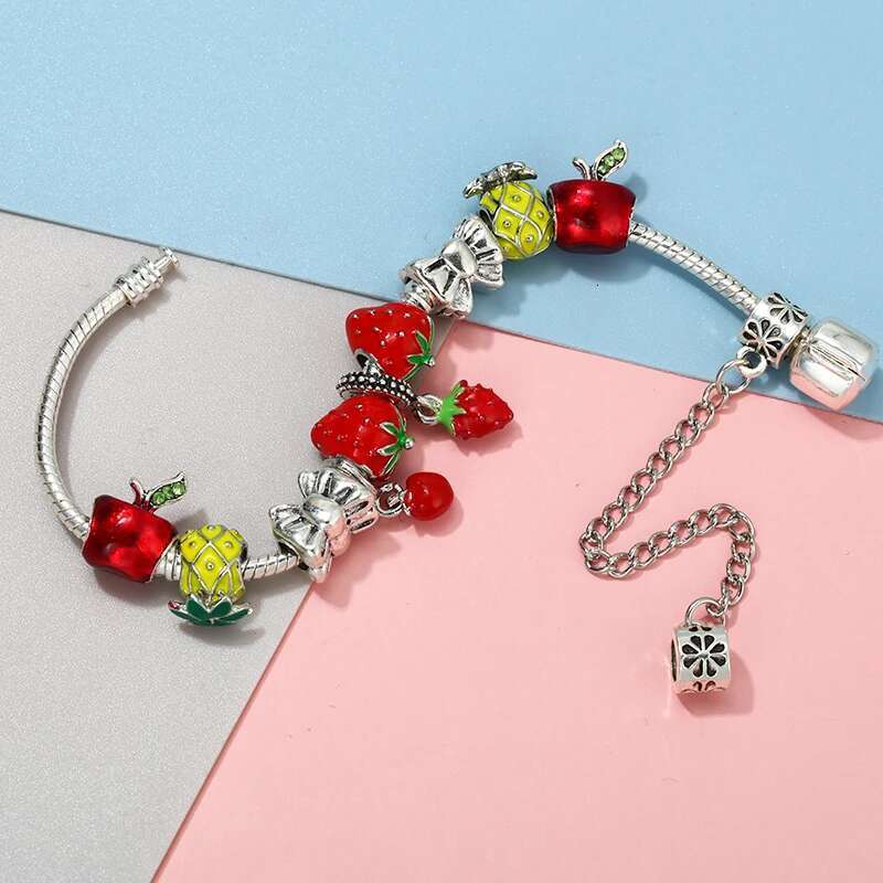 2024 Spring Styles Charm Bracelet With Strawberry Pineapple Beads Bracelets For Women Men Kids Jewelry Gift Dropshipping