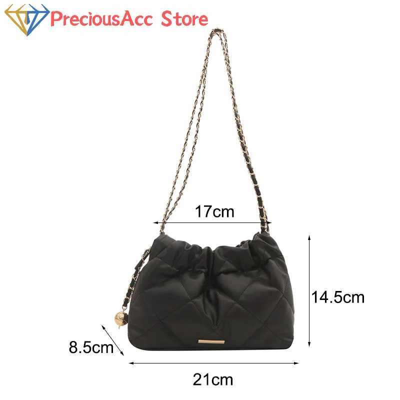Fashionable pleated design plain Pu ten font womens bag casual chain shoulder strap bucket shoulder bag used for giving gifts Y250319