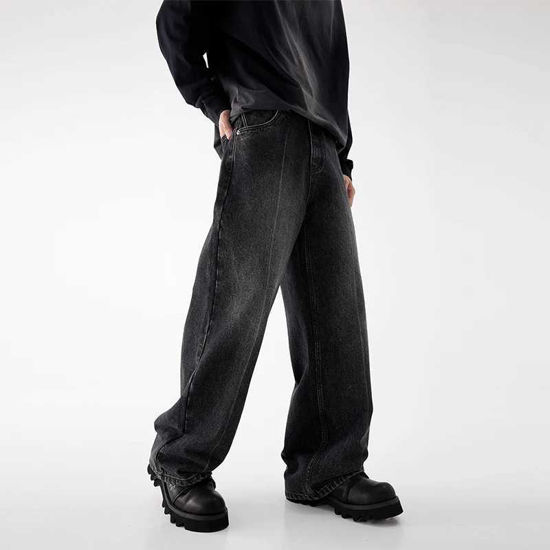 Autumn and winter mens 88% cotton bag jeans street fashion straight wide legs casual denim high-quality mens clothingT250319