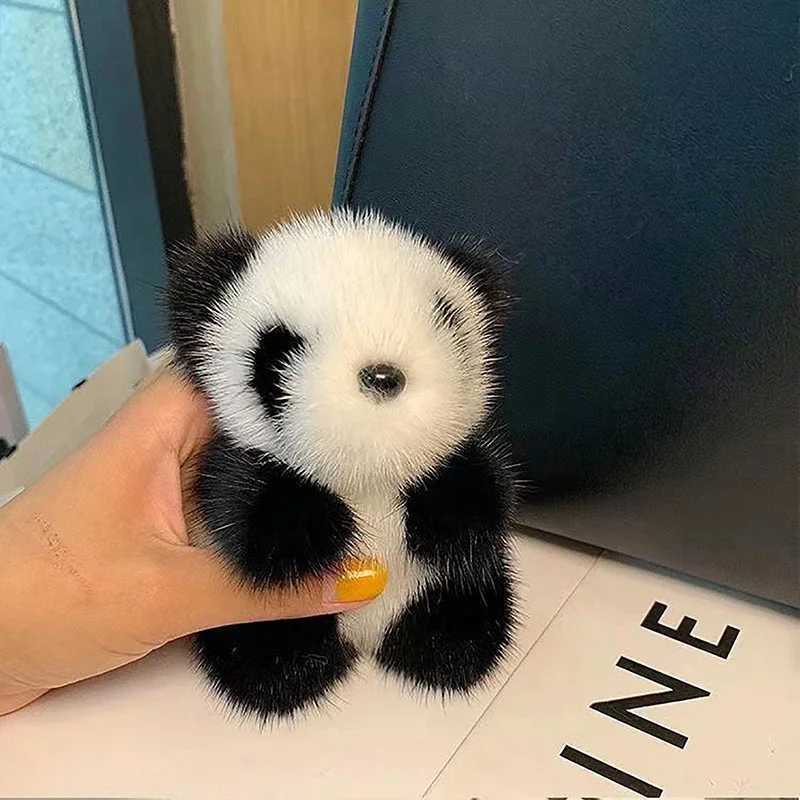 Little Panda Plush Doll Womens Bag Decoration Cute Imitation Mink Panda Car Keychain Cute Bear Car Keychain Fashion Girl GiftXJ250319