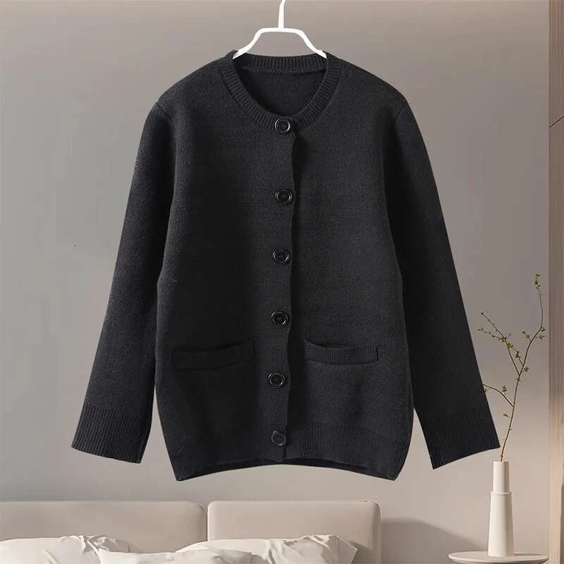 Knit Cardigan Women Casual Slim Round Neck Single Breasted Sweater Female 2024 Autumn Winter Solid Long Sleeves Knitwears Lady