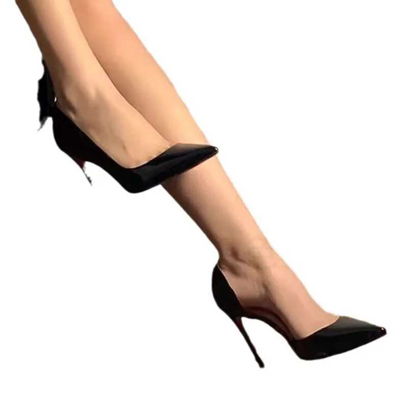 Side Empty Red Sole Nude High H Pumps For Wen 2024 New Spring And Autumn Style Pointed Slim High H Shoes Y250319