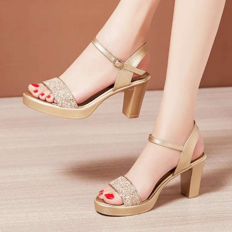 High quality sandals for women 8cm 10cm high heel 2025 summer size 32 33 42 43 platform open toe elegant shoe black gold sier